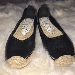 Dolce Vita Taya Black Leather Espadrilles